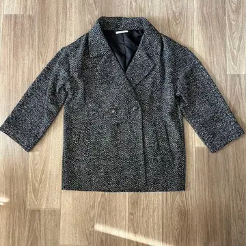 DISCOAT 헤링본 더블 테라 자켓 블랙