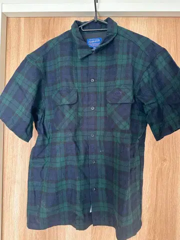 Pendleton 반팔 셔츠 L 네이비 그린 체크