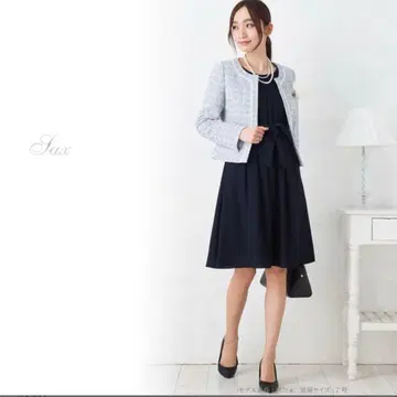 자카드풍 트위드 x 조젯 노카라 3종 세트 수트 포멀