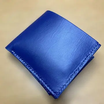 히메지 가죽 이단 접기 컴팩트 지갑 핸드메이드 가죽 공예