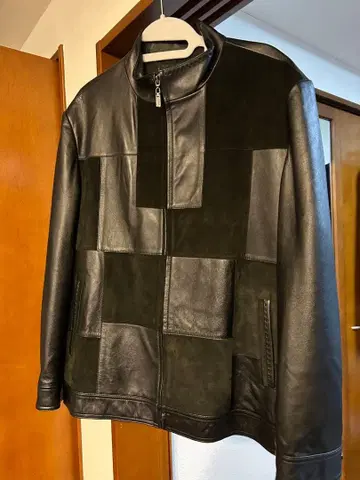 레어 디자인 OHTLANCCI 패치워크 가죽 자켓 천연 가죽 아우터
