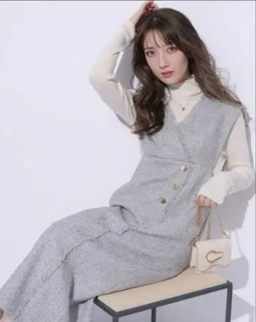 아푸와이저 리셰 랩 트위드 점프 스커트 라이트 그레이 M