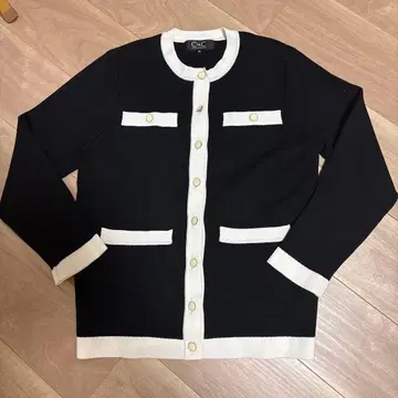 CdeC 블랙 화이트 가디건 38