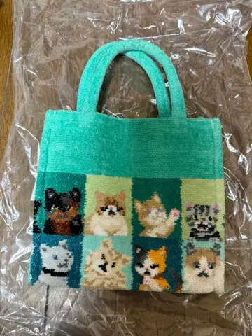 FEILER 고양이와 강아지 자수 핸드백 민트 그린