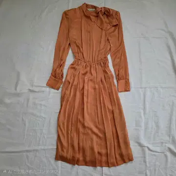빈티지 dauphine 리본 오렌지 롱 원피스 절개 원피스