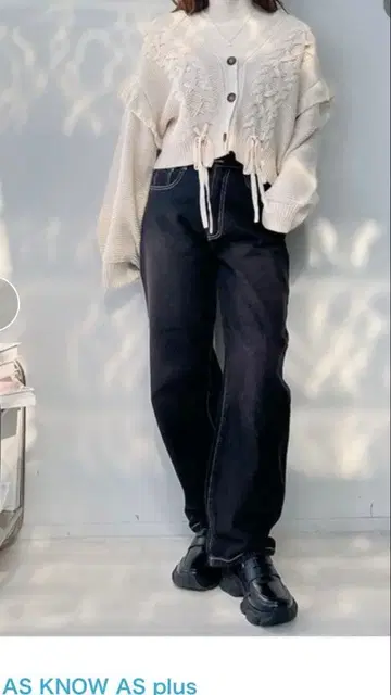 AS KNOW AS plus 벨트 부착 루즈 커브 팬츠 블랙 핑크