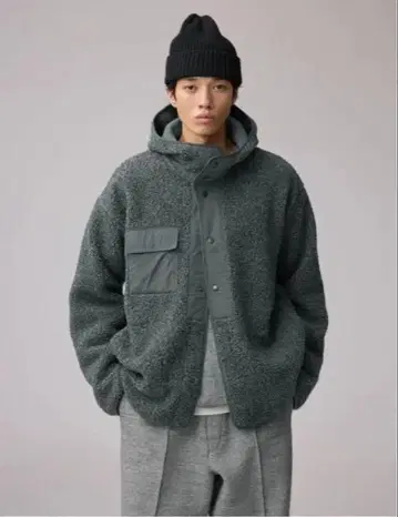 GU 보아 플리스 스냅 후드티