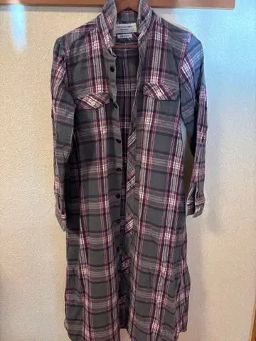 BEAMS BOY 체크 무늬 롱 셔츠 원피스