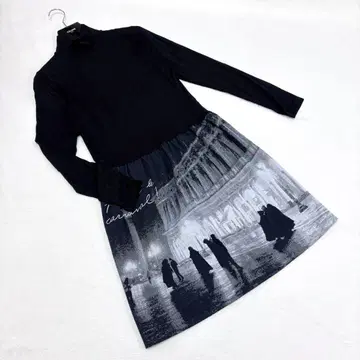 [ 아네스베 ] 전사 프린트 하이넥 도킹 원피스 그래픽