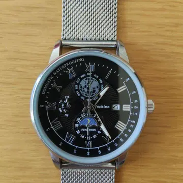 남성용 쿼츠 손목시계 블랙 다이얼