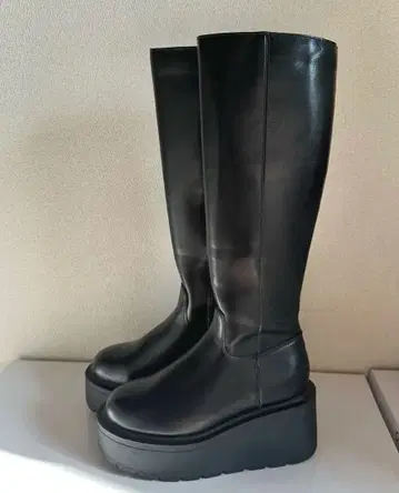 통굽 가죽 슬림 롱 부츠 [ zr1192 ] 23.0cm