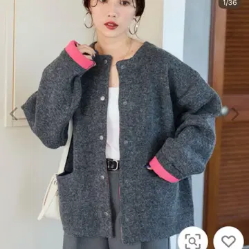 FREAK'S STORE 안쪽 배색 스냅 니트 가디건