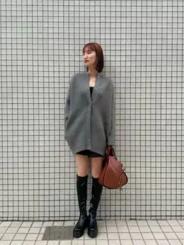 [ 미사용 새상품 ] ELENDEEK 베이직 CN 라쿤 가디건 그레이