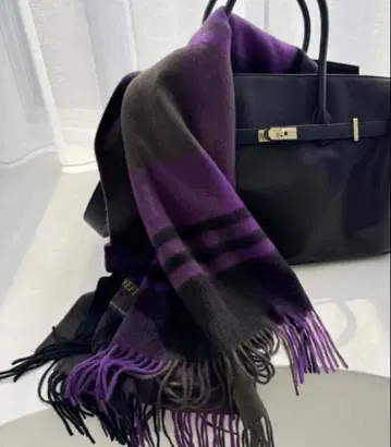 [ 새상품 ] 택 포함 TWEEDMILL 트위드 체크 스톨 퍼플