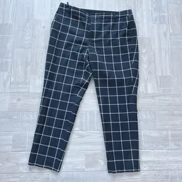 빅 사이즈 23구 울 체크 크롭 팬츠 46
