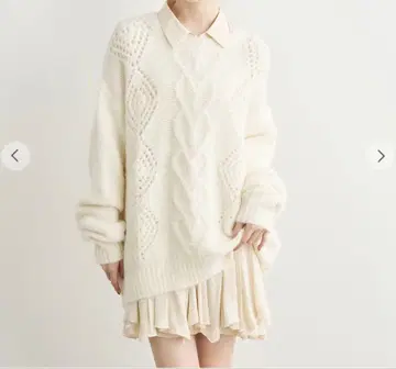 COCO DEAL 케이블 니트 x 페플럼 셔츠 미니 원피스