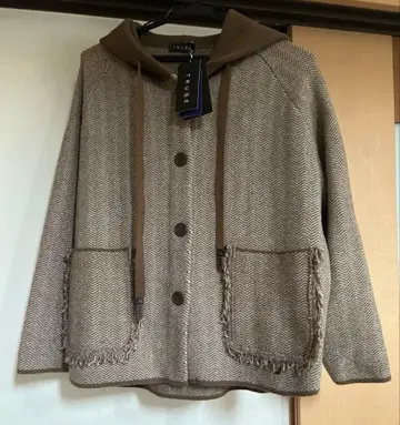 새상품 헤링본 무늬 후디드 자켓