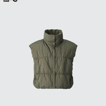 유니클로 C 다운 크롭 베스트 XL 올리브 미사용 새상품