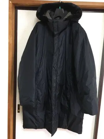 후드 부착 롱 다운 자켓 블랙 카키 빅