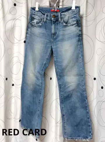 레드카드 밑단 플레어 스톤 워시 데님 22 면 100% 청바지