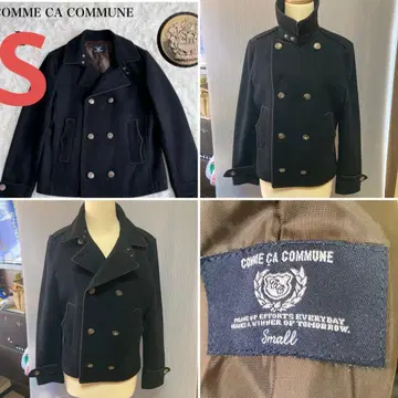 새상품급 울 더블 브레스트 피 코트 블랙