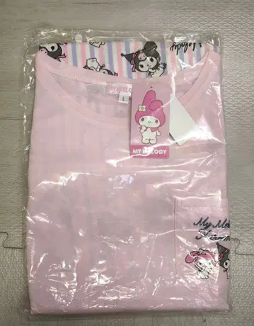 산리오 마이멜로디 쿠로미 파자마 룸웨어 L 사이즈 핑크 미사용