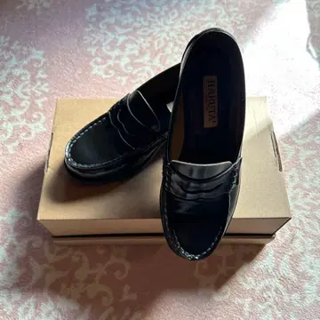 HARUTA 코인 로퍼 #4505 블랙 인조 가죽