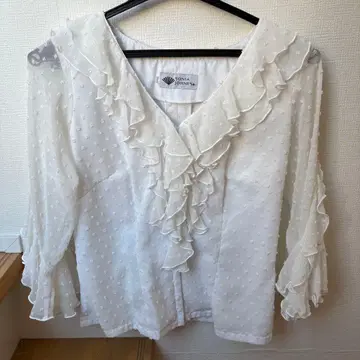 소니아 존스 프릴 장식 화이트 블라우스