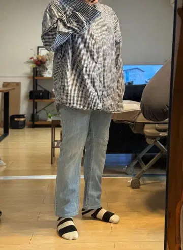 라이트 블루 스트레이트 데님 팬츠 M 사이즈