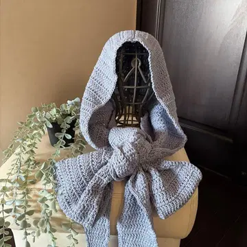 crochet 소피 후드 (롱 타입) 블루 그레이