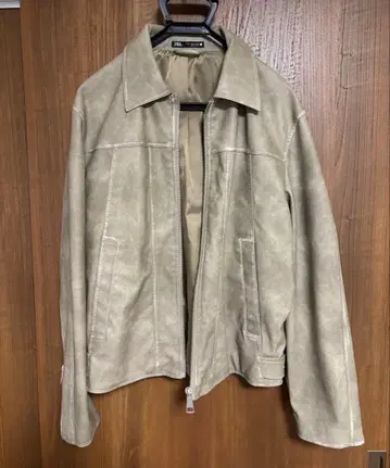 베이지 가죽 자켓 백 벨트 포함