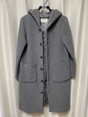 빔즈 보이 후드 부착 울 코트 그레이