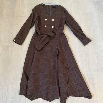 Diagram 체크 무늬 롱 원피스