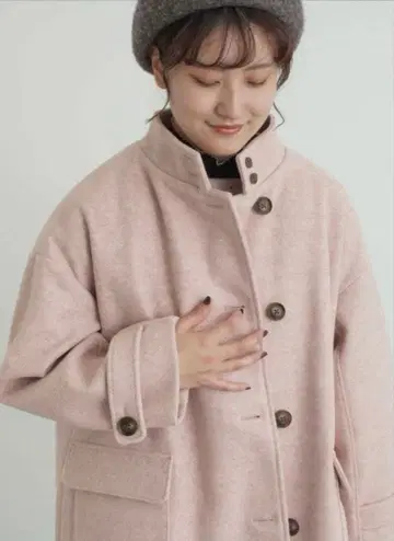 사만사 모스모스 울라이크 스탠드넥 코트 핑크