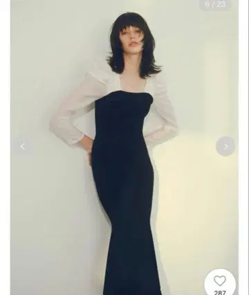 프레이 아이디 오간자 슬리브 머메이드 니트 원피스