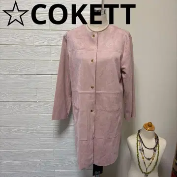새상품급 COKETT 노카라 스웨이드풍 자켓 핑크 M~L