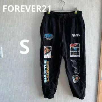 FOREVER21 NASA 콜라보 팬츠 S 블랙 우주 올 패턴 프린트
