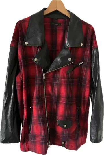 CIVARIZE 더블 라이더 자켓 레드 블랙 체크