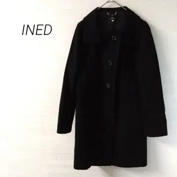 이네드 롱 코트 캐시미어 100% 블랙 스타일리시 F
