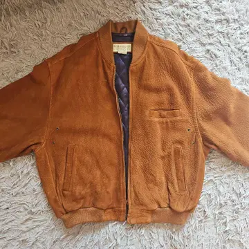 브라운 레더 봄버 자켓