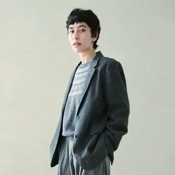 [무인양품] 즉시 완판 아이템 테일러드 자켓 L 차콜 그레이 체크 무늬