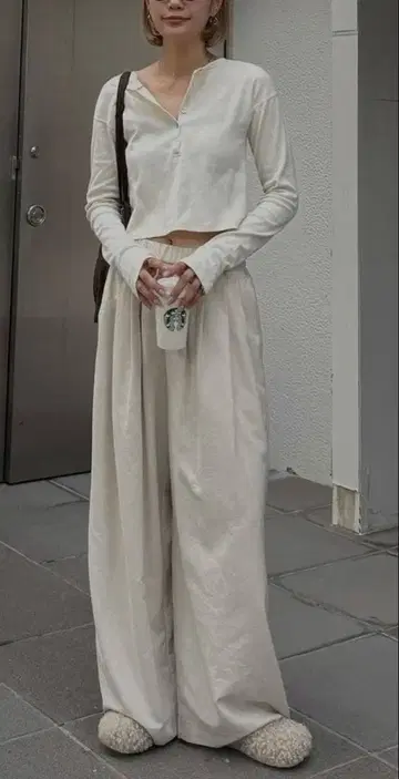 ungrid 피치 기모 러프 팬츠