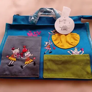 알베로베로 미사용 새상품 자수 디자인의 파란색 백