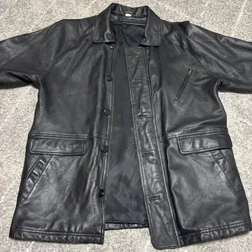 블랙 가죽 자켓 단추식