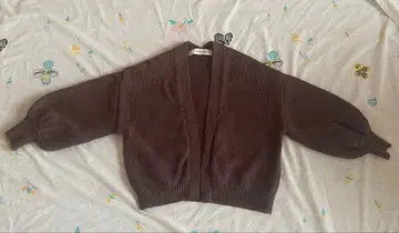 LAGUNAMOON 브라운 니트 가디건 5분 소매