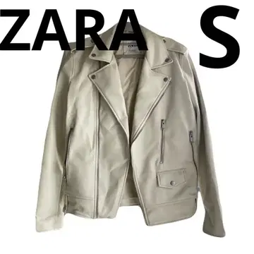 ZARA 화이트 더블 라이더 자켓 EUR S