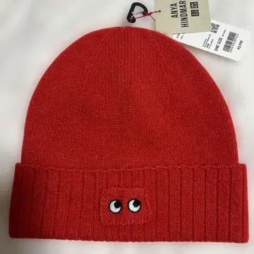 UNIQLO 안야 힌드마치 캐시미어 니트 비니 빨간색 미사용 택 포함