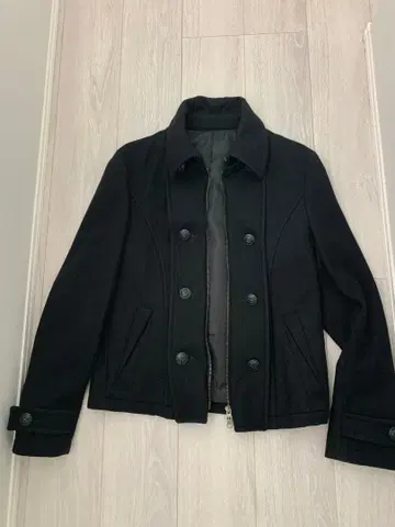 블랙 울 피 코트