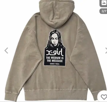 후드티 여성용 엑스걸 풀 집업 X-girl 오버 사이즈