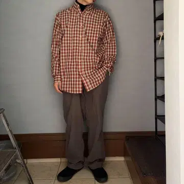 유로 구제 의류 코튼 버튼 다운 체크 셔츠